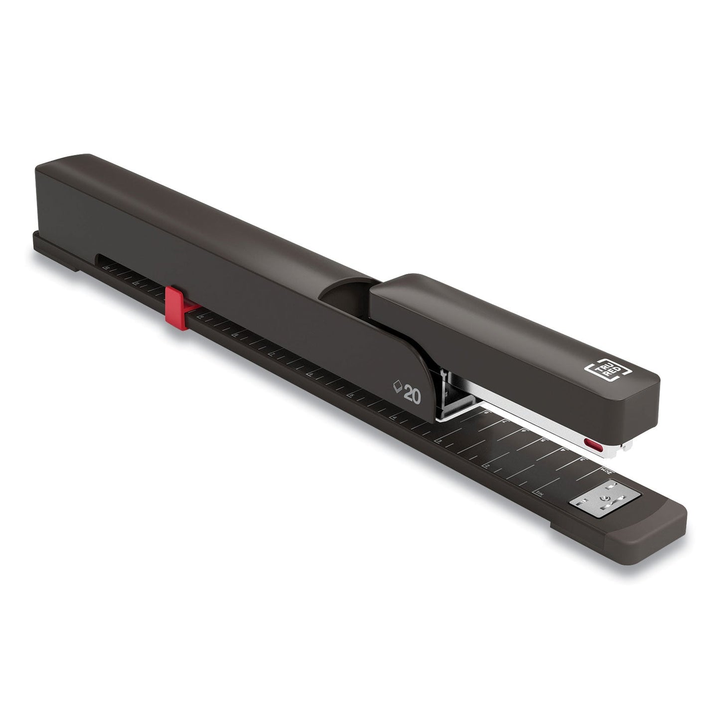 TRU RED™ Long Reach Stapler, 20-Sheet Capacity, 12" Throat, Black