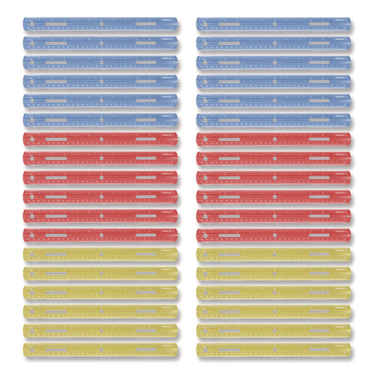 Westcott® Plastic Ruler, Standard/metric, 12" (30 Cm) Long, Assorted Translucent Colors