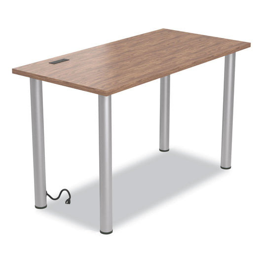 Union & Scale™ Essentials Writing Table-Desk With Integrated Power Management, 47.5" X 23.7" X 28.8", Espresso/aluminum