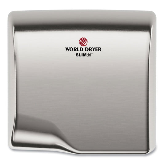 WORLD DRYER® SLIMdri Hand Dryer, 110-240 V, 13.87 x 13 x 7, Brushed Stainless Steel