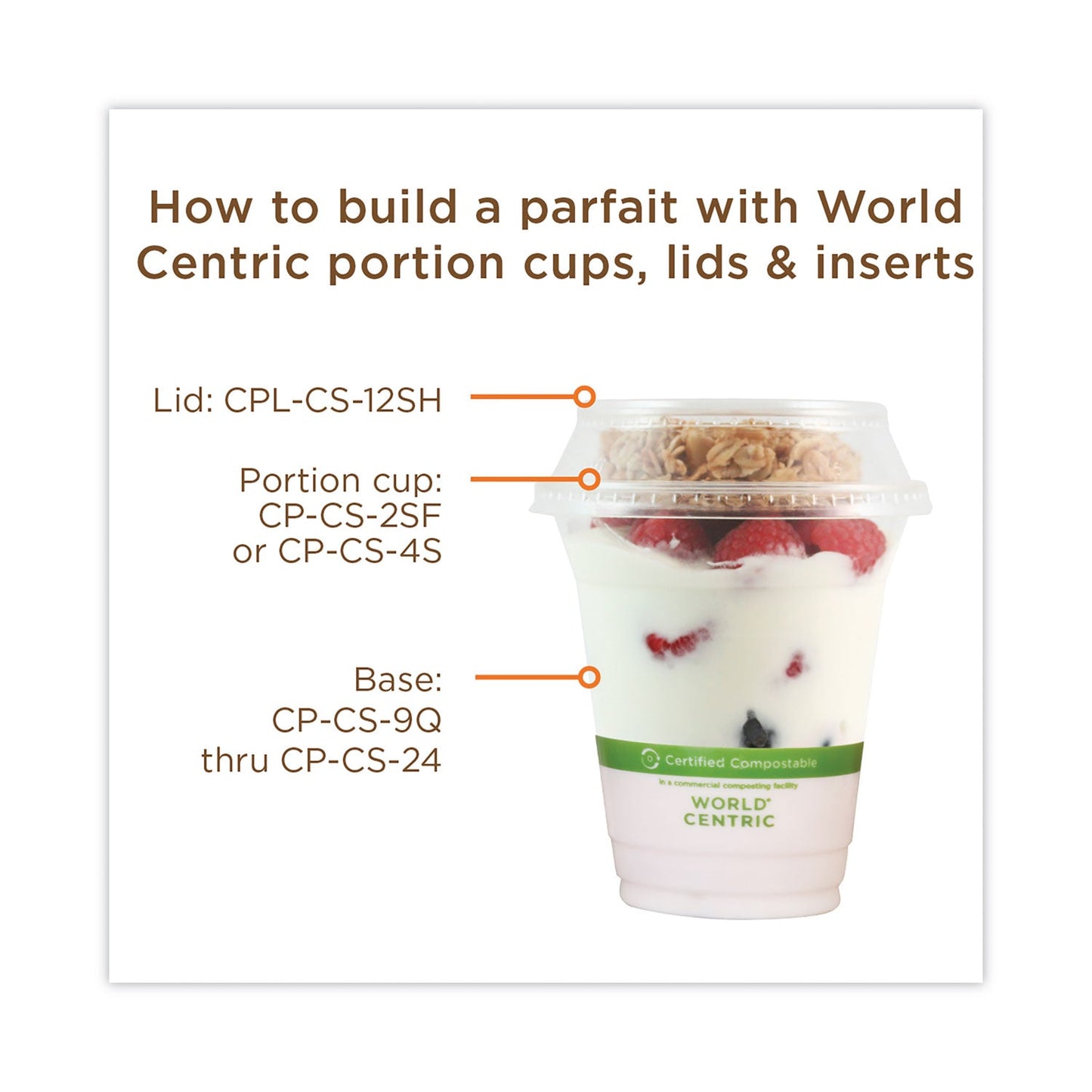 World Centric® PLA Clear Cold Cup Lids, Dome Lid, Fits 9 oz to 24 oz Parfait Cups, Plastic, Clear, 1,000/Carton