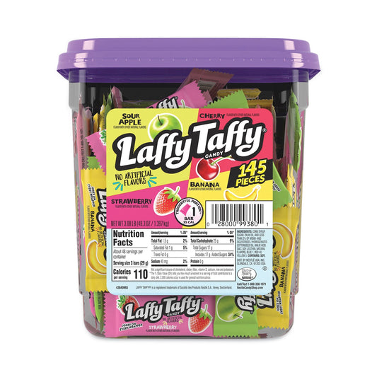 Nestlé® Laffy Taffy, Assorted Flavors, 3.08 lb Tub, 145 Wrapped Pieces/Tub