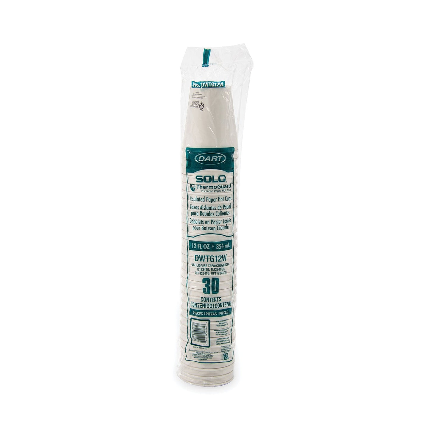 SOLO® Thermoguard Insulated Paper Hot Cups, 12 oz, White Sustainable Forest Design, 600/Carton