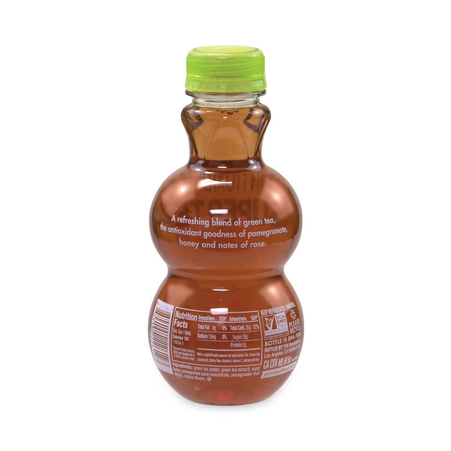 POM Wonderful Antioxidant Super Tea, Pomegranate Honey Green Tea, 12 oz Bottles, 6/Carton