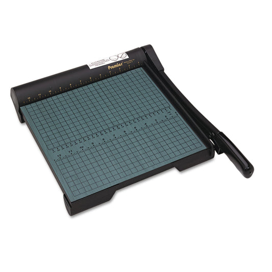 Premier® The Original Green Paper Trimmer, 20 Sheets, 12" Cut Length, Wood Base, 12.5 X 12