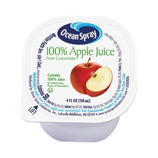 Ocean Spray® 100% Juice, Apple, 4 oz Cup, 48/Box