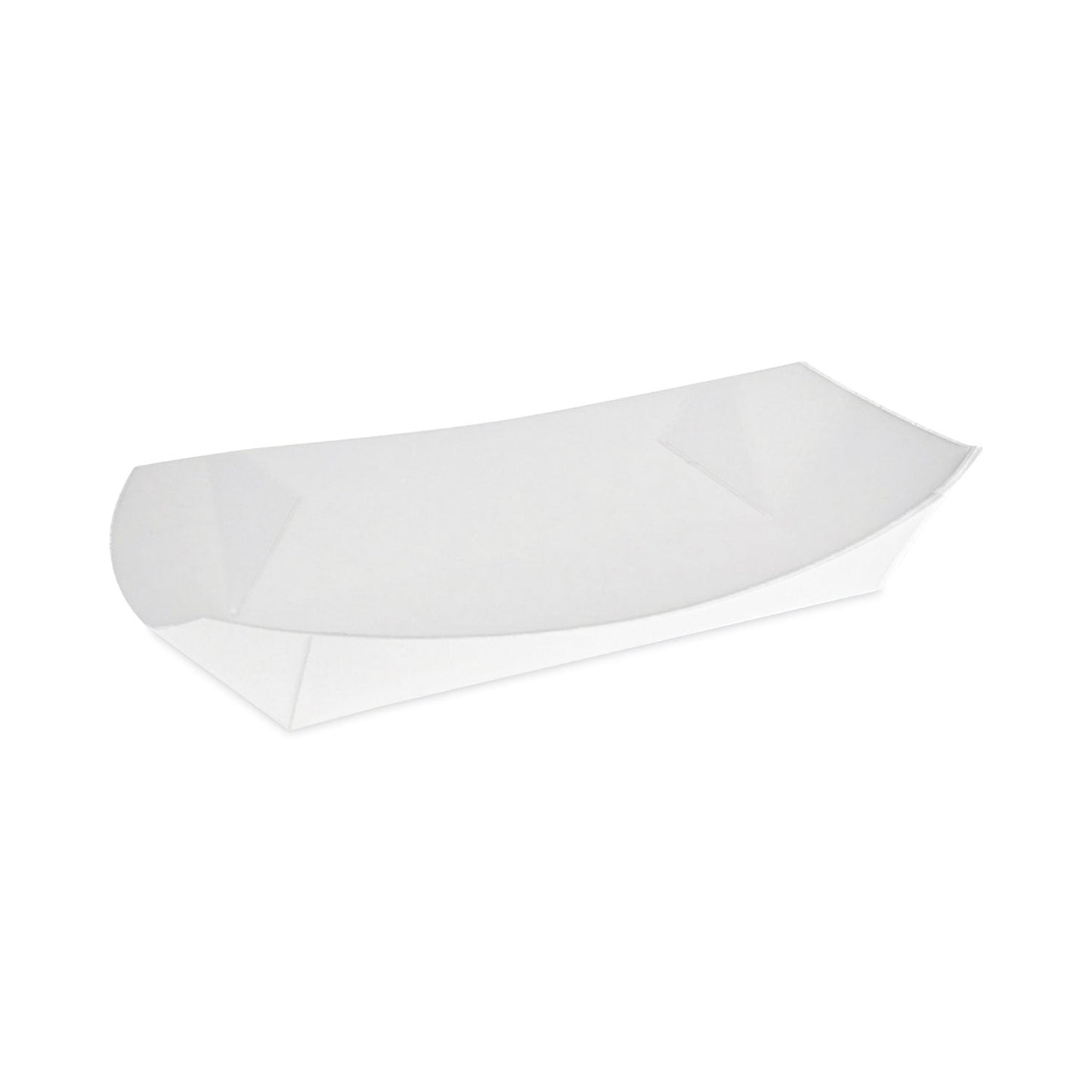 Pactiv Evergreen Paperboard Boat Basket, Hot Dog Tray with Perforations, 7.04 x 1.75 x 1.43, White, Paper, 1,000/Carton