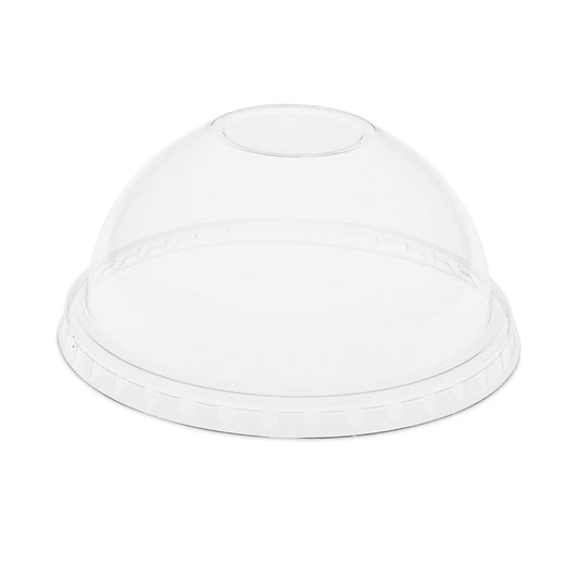 Pactiv Evergreen EarthChoice Strawless RPET Lid, Dome Lid, Fits 12 oz to 24 oz "B" Cups, Plastic, Clear, 1,020/Carton