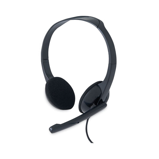 Verbatim® 70721 Binaural Over The Head Headset with Microphone, Black