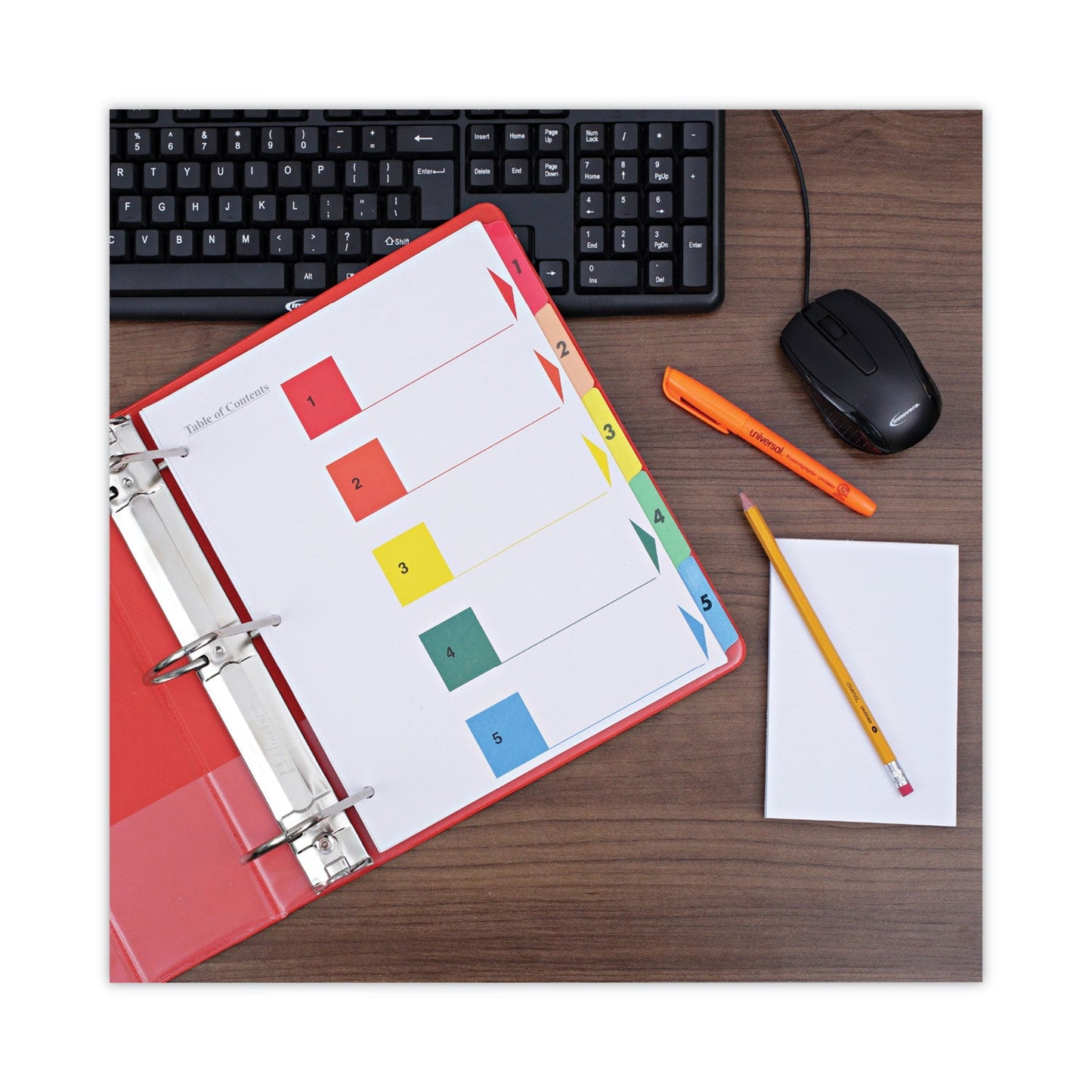 Universal® Deluxe Table Of Contents Dividers For Printers, 5-Tab, 1 To 5; Table Of Contents, 11 X 8.5, White, 6 Sets