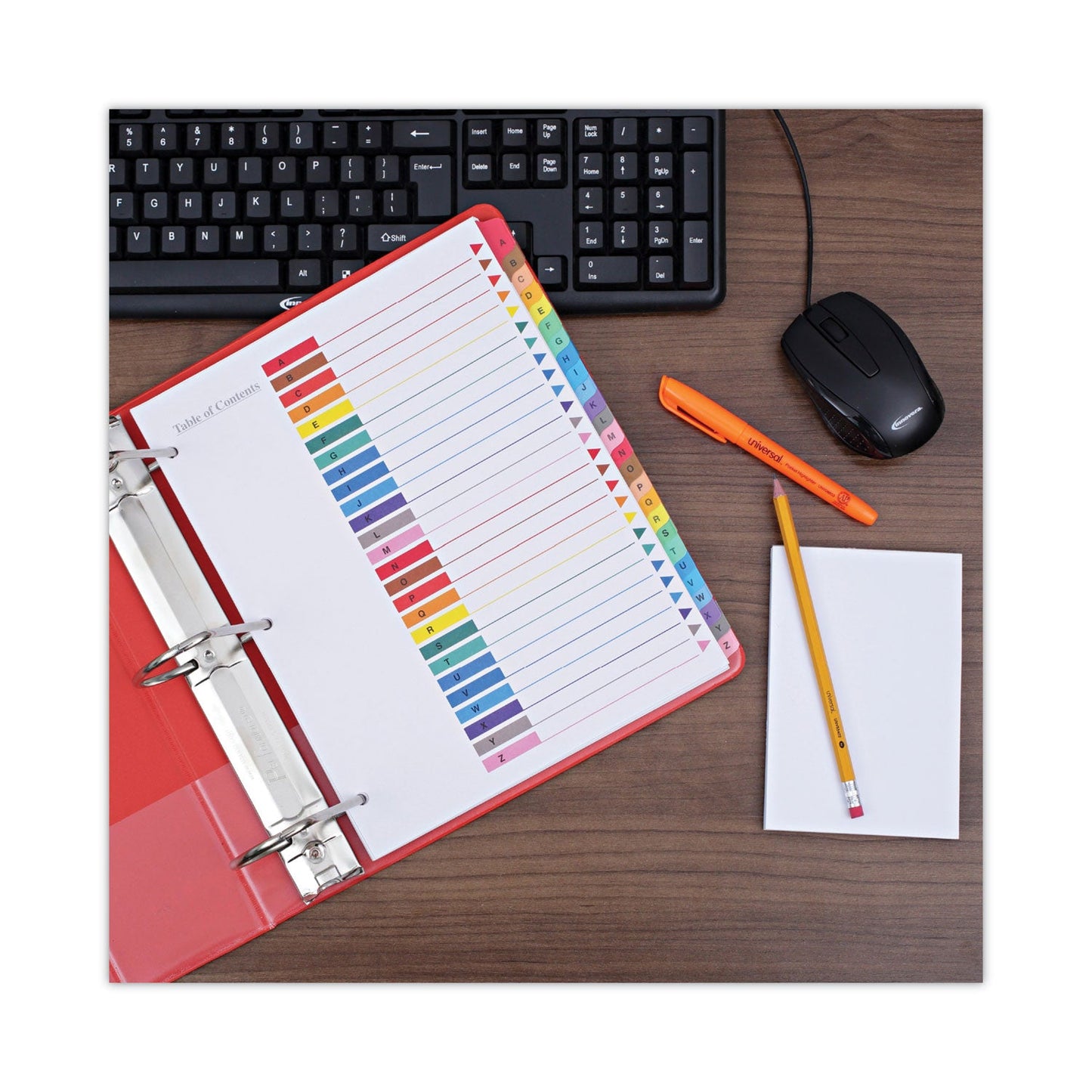 Universal® Deluxe Table Of Contents Dividers For Printers, 26-Tab, A To Z, 11 X 8.5, White, 1 Set