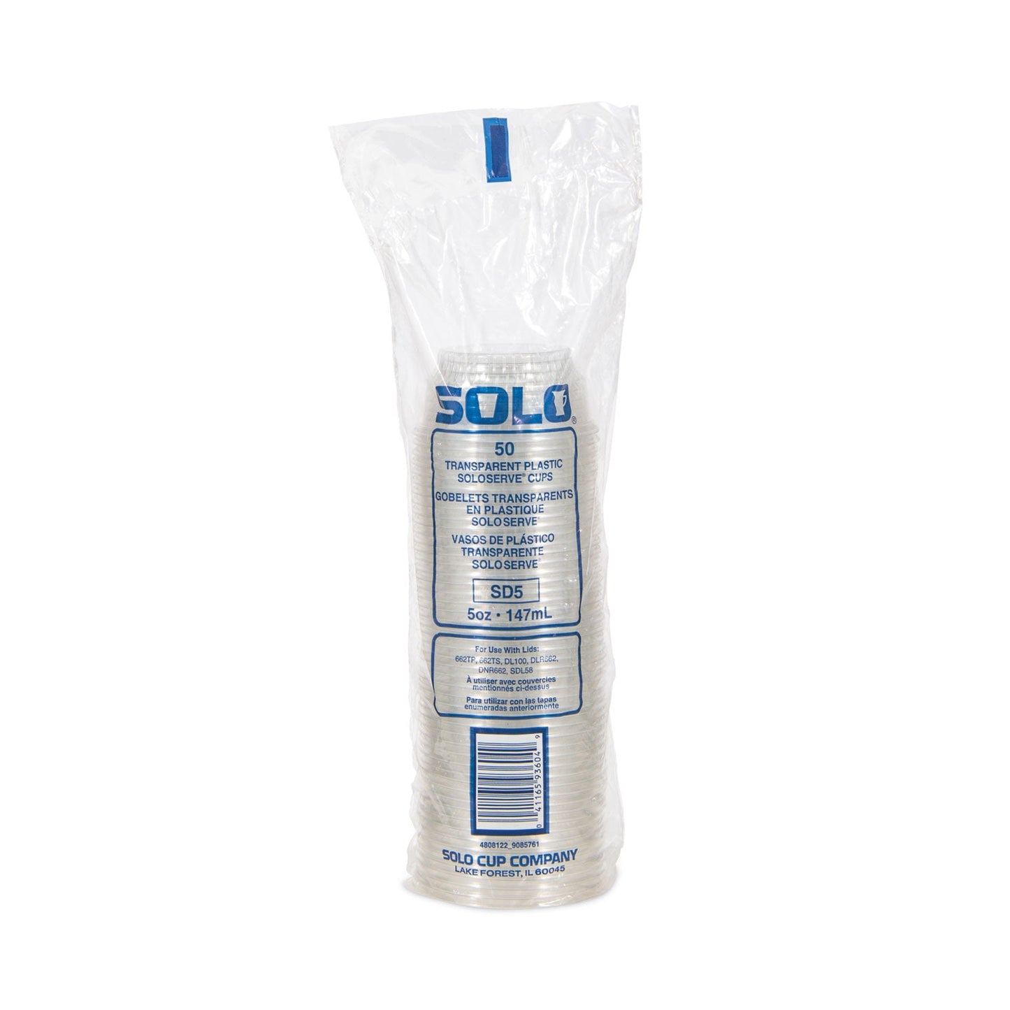 SOLO® SoloServe Dome Cup Lids, Fits 5 oz to 8 oz Containers, Plastic, Clear, 50/Pack, 20 Packs/Carton