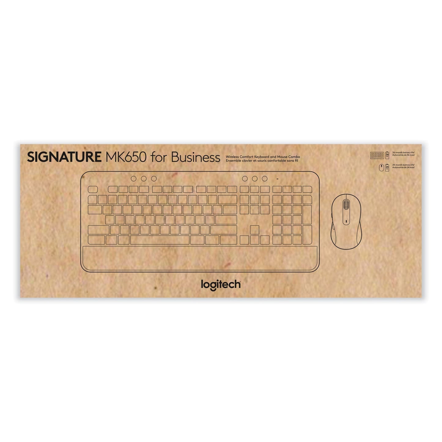 Logitech® Signature MK650 Wireless Keyboard and Mouse Combo for Business, 2.4 GHz Frequency/32 ft Wireless Range, Graphite