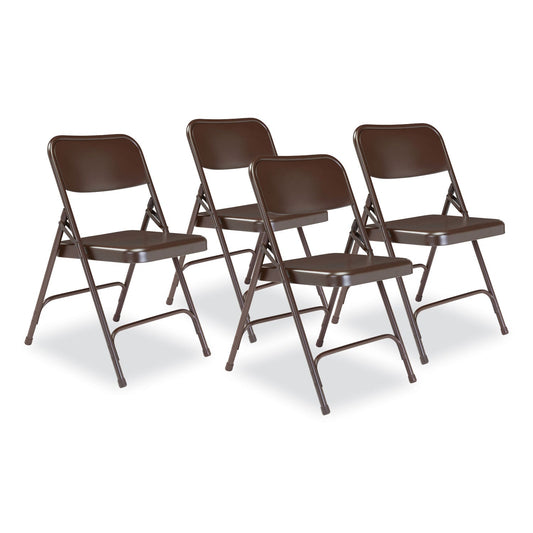 NPS® 200 Series Premium All-Steel Double Hinge Folding Chair, Supports Up to 500 lb, 17.25" Seat Height, Brown, 4/Carton