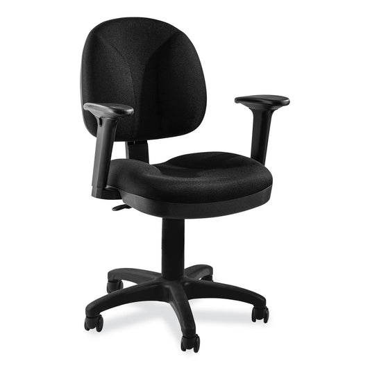 NPS® Comfort Task Chair with Arms, Supports Up to 300 lb, 19" to 23" Seat Height, Black Seat, Black Back, Black Base