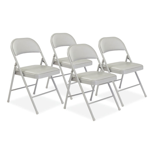 BASICS by NPS® 950 Series Vinyl Padded Steel Folding Chair, Supports Up to 250 lb, 17.75" Seat Height, Gray, 4/Carton