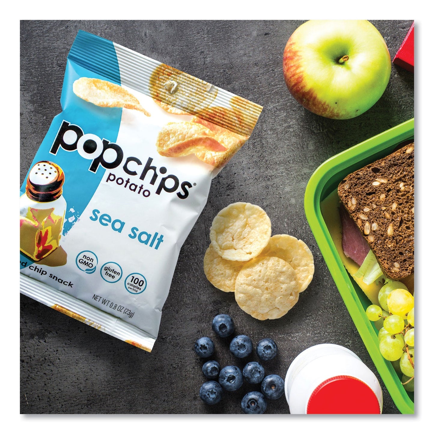 popchips® Potato Chips, Variety Pack, Barbeque, Sea Salt, Sour Cream and Onion, 0.8 oz Bag, 30/Pack