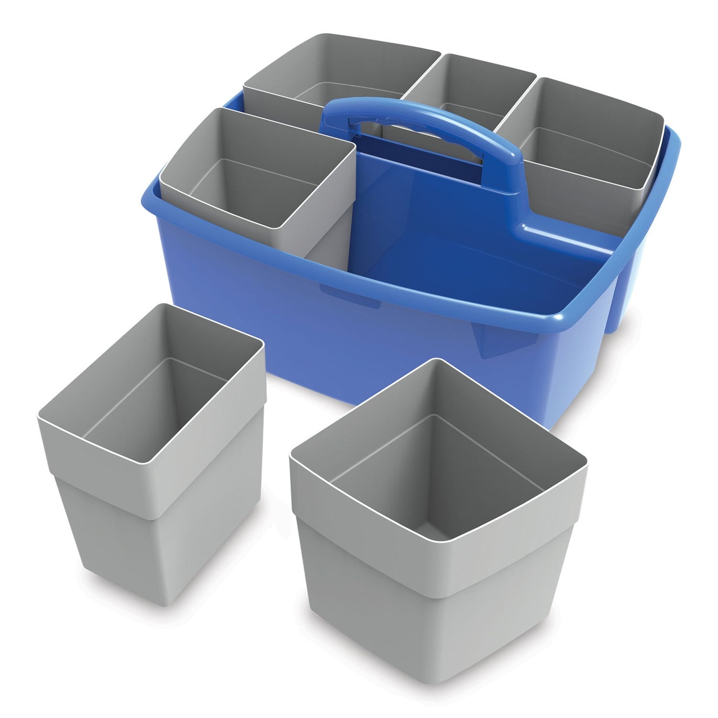 Storex Large Caddy with Sorting Cups, Blue, 2/Carton