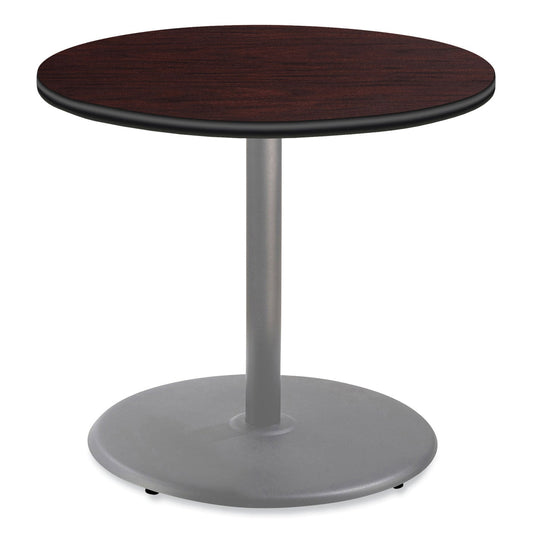 NPS® Cafe Table, 36" Diameter x 30h, Round Top/Base, Mahogany Top, Gray Base