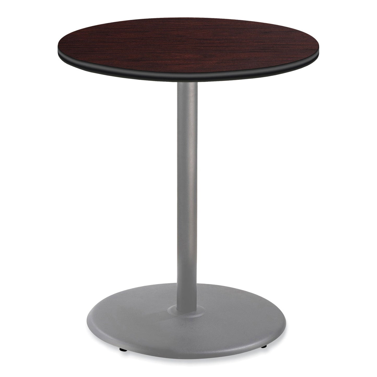 NPS® Cafe Table, 36" Diameter x 42h, Round Top/Base, Mahogany Top, Gray Base