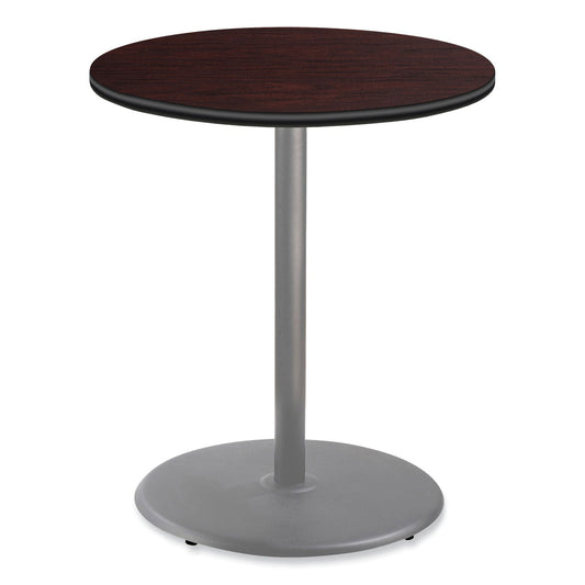 NPS® Cafe Table, 36" Diameter x 42h, Round Top/Base, Mahogany Top, Gray Base
