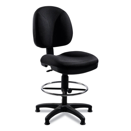 NPS® Comfort Task Stool, Supports Up to 300 lb, 24.5" to 34.5" Seat Height, Black Seat, Black Back, Black Base