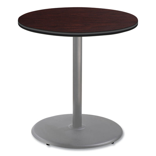 NPS® Cafe Table, 36" Diameter x 36h, Round Top/Base, Mahogany Top, Gray Base