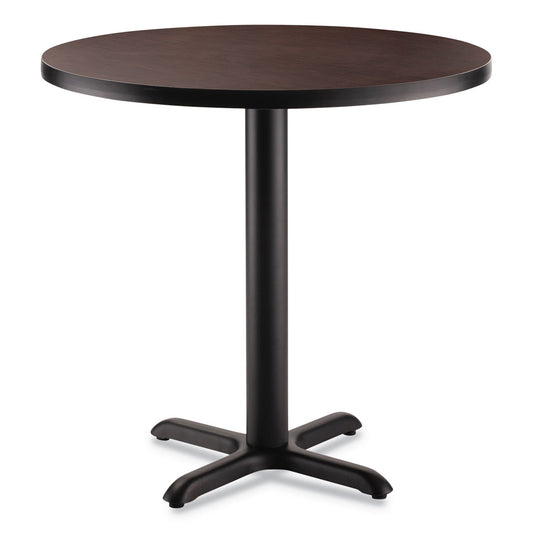NPS® Cafe Table, 36" Diameter x 30h, Round Top/X-Base, Mahogany Top, Black Base
