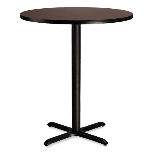 NPS® Cafe Table, 36" Diameter x 42h, Round Top/X-Base, Mahogany Top, Black Base