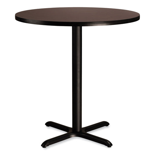 NPS® Cafe Table, 36" Diameter x 36h, Round Top/X-Base, Mahogany Top, Black Base