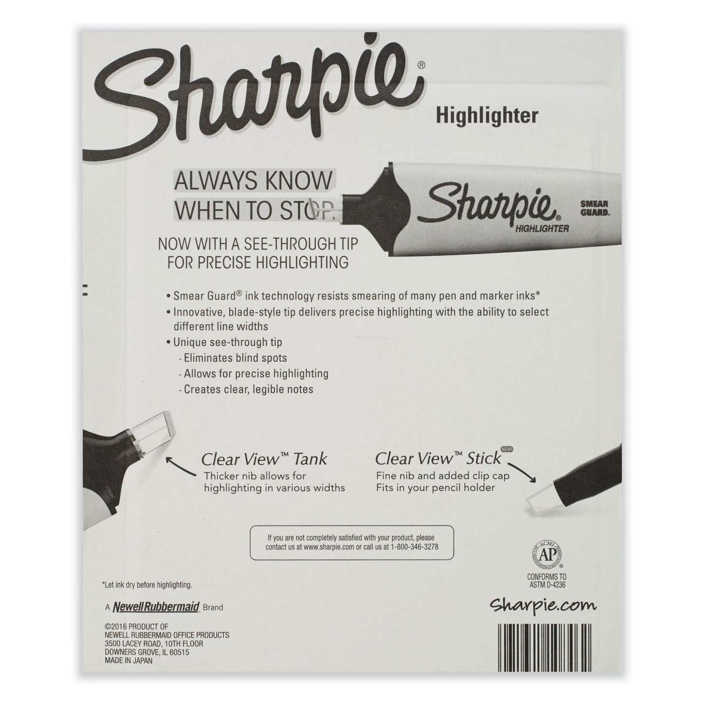 Sharpie® Clearview Pen-Style Highlighter, Assorted Ink Colors, Chisel Tip, Assorted Barrel Colors, 8/pack