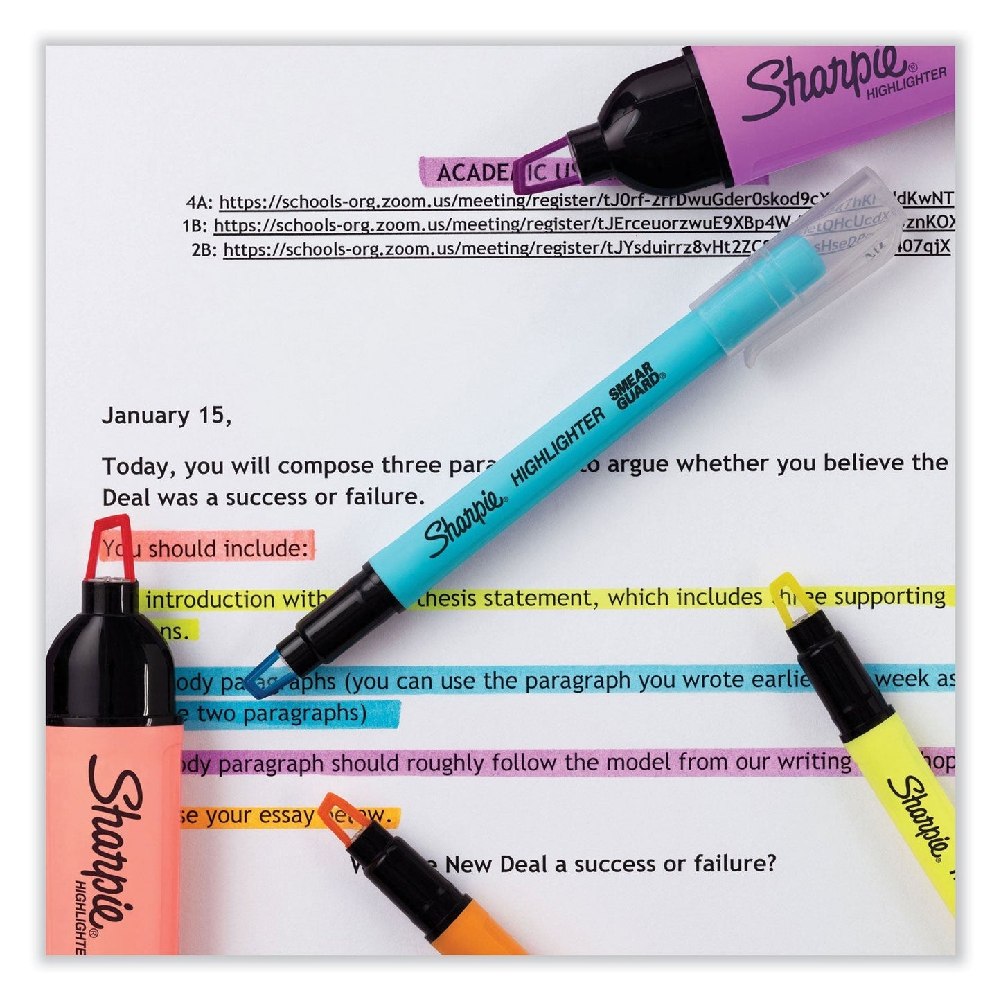 Sharpie® Clearview Pen-Style Highlighter, Assorted Ink Colors, Chisel Tip, Assorted Barrel Colors, 8/pack