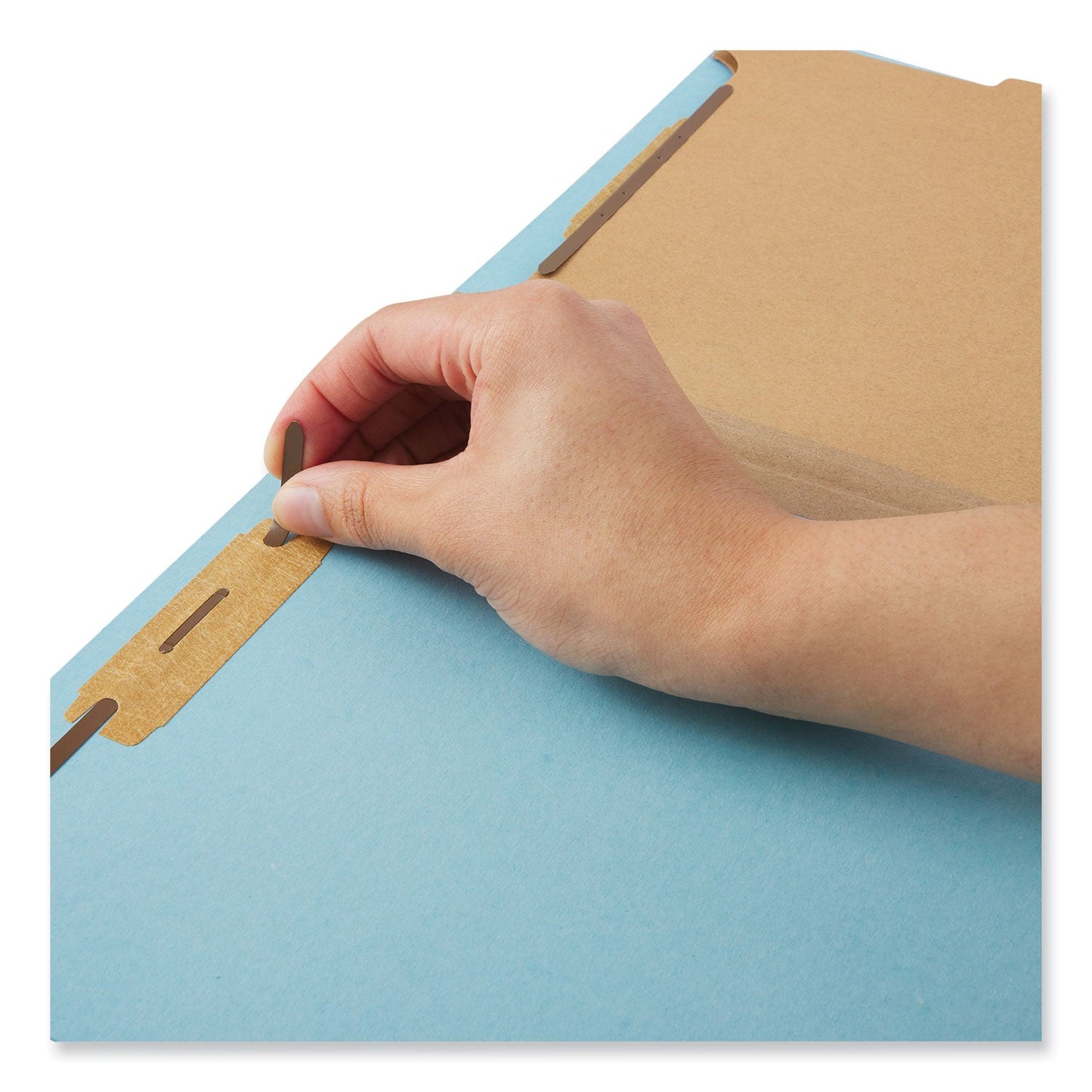 Universal® Top Tab Classification Folders, 1" Expansion, 2 Fasteners, Letter Size, Light Blue Exterior, 25/Box
