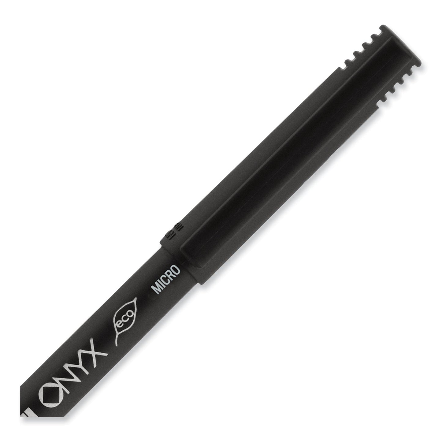 uniball® ONYX Rollerball Pen, Stick, Extra-Fine 0.5 mm, Blue Ink, Black/Blue Barrel, Dozen