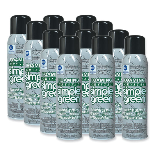Simple Green® Foaming Crystal Industrial Cleaner and Degreaser, 20 oz Aerosol Can, 12/Carton