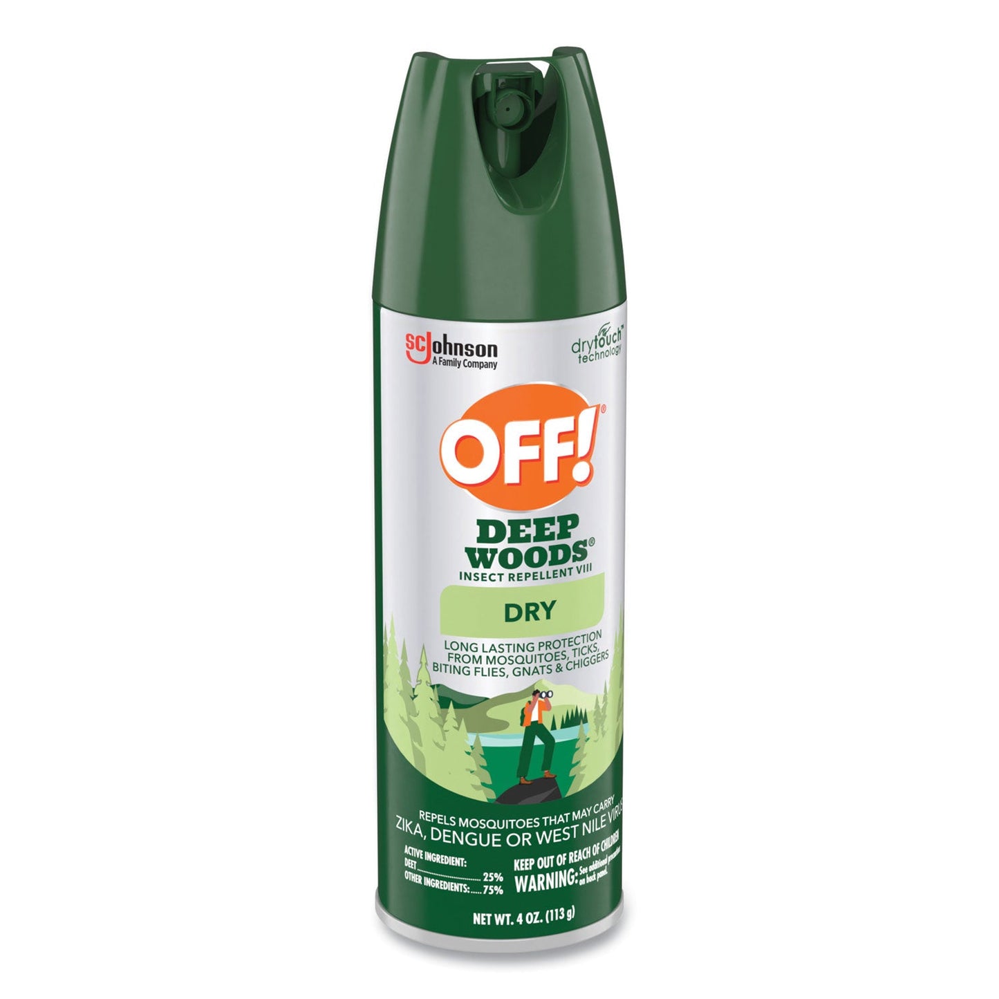 OFF!® Deep Woods Dry Insect Repellent, 4 oz Aerosol Spray, Neutral, 12/Carton