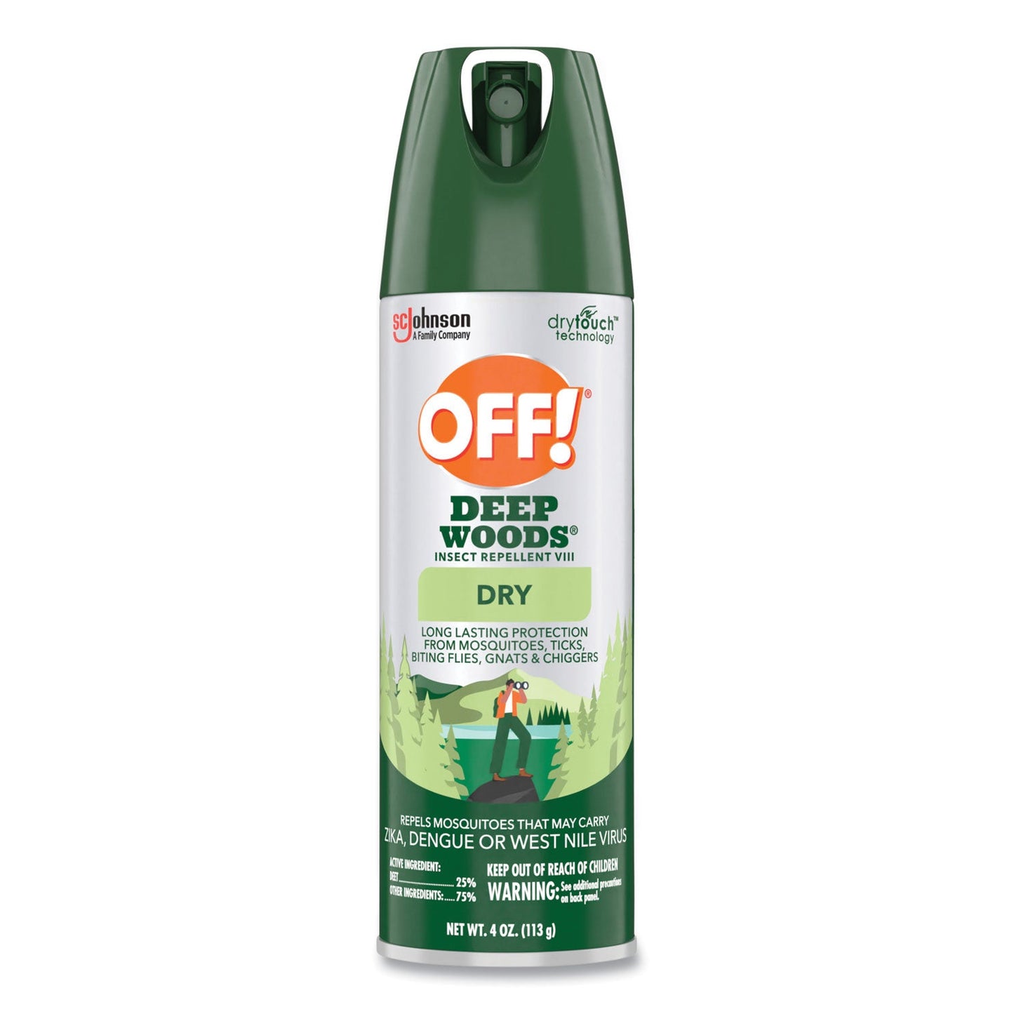OFF!® Deep Woods Dry Insect Repellent, 4 oz Aerosol Spray, Neutral, 12/Carton