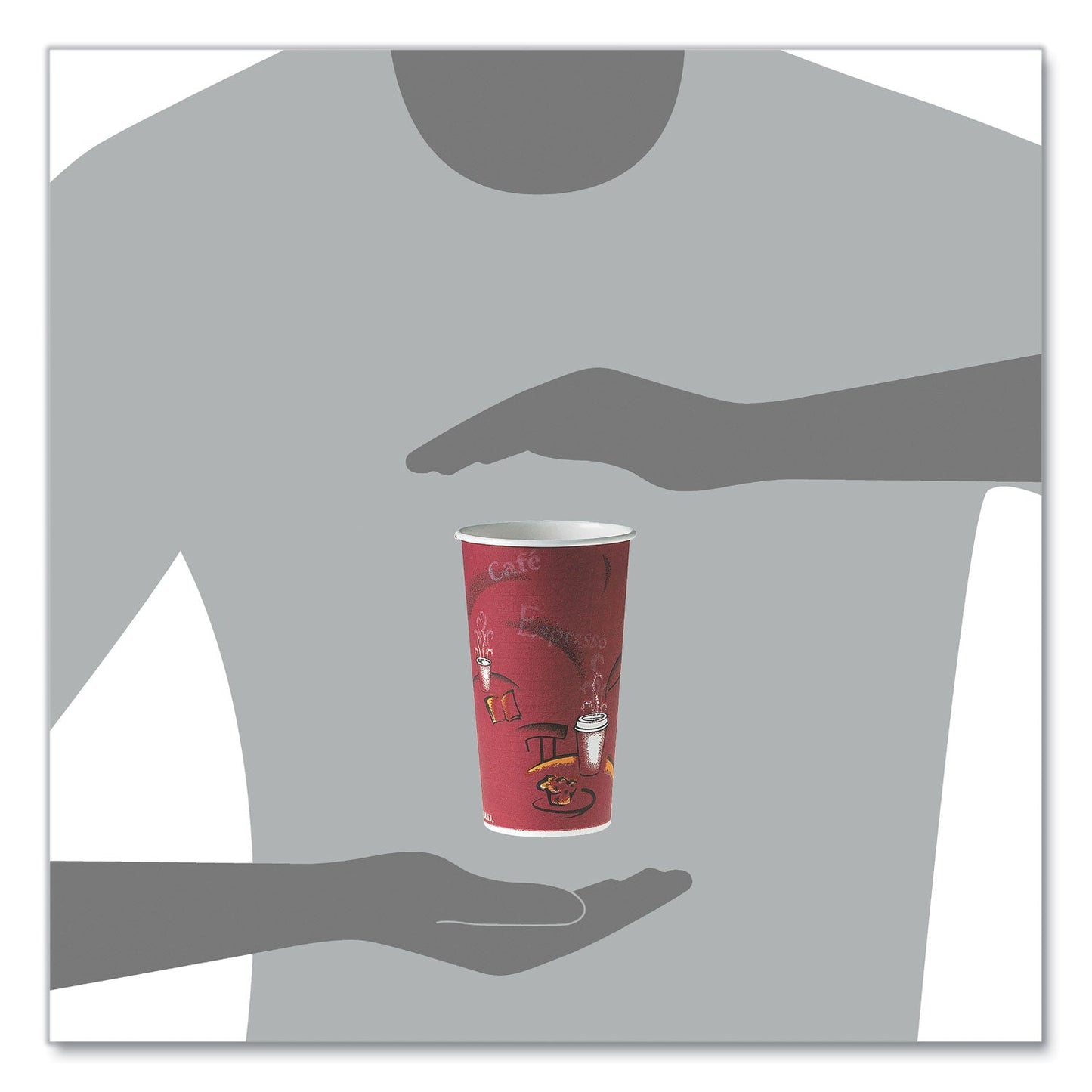 SOLO® Single-Sided Poly Paper Hot Cups, 20 oz, Bistro Design, 600/Carton