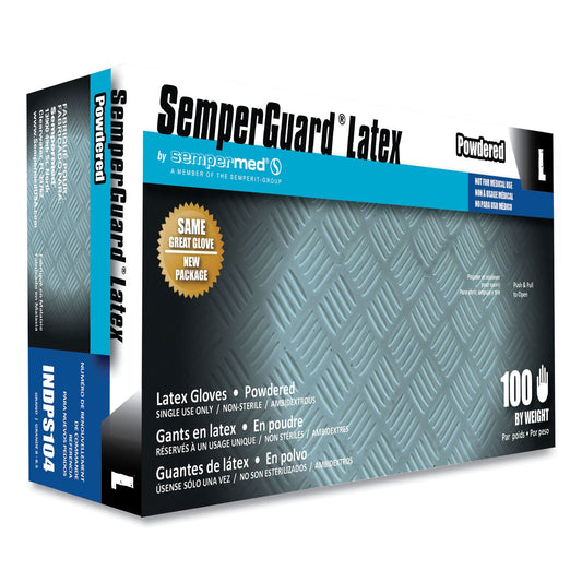 SemperGuard® Latex Powdered Gloves, Cream, Large, 100/Box
