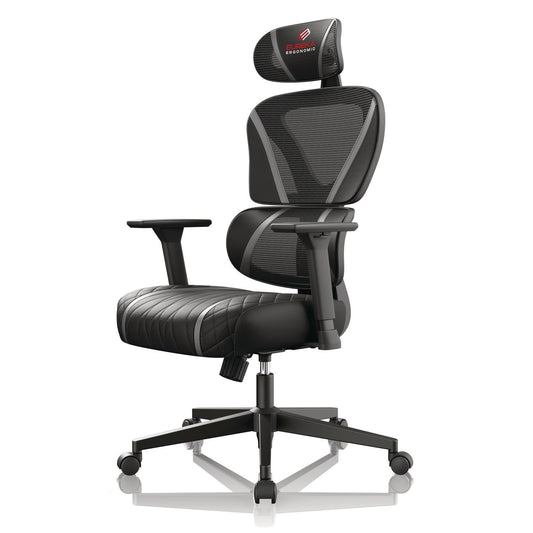 Eureka Ergonomic® Norn Ergonomic Chair, Supports Up to 275 lb, 18.11" to 22.04" Seat Height, Black/Gray Mesh Seat/Back, Black Base