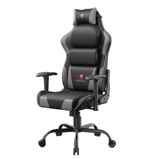 Eureka Ergonomic® Hector Ergonomic Chair, Supports Up to 300 lb, 20.25" - 24.25" Seat Height, Black PU Leather Seat, Black/Gray PU Leather Back