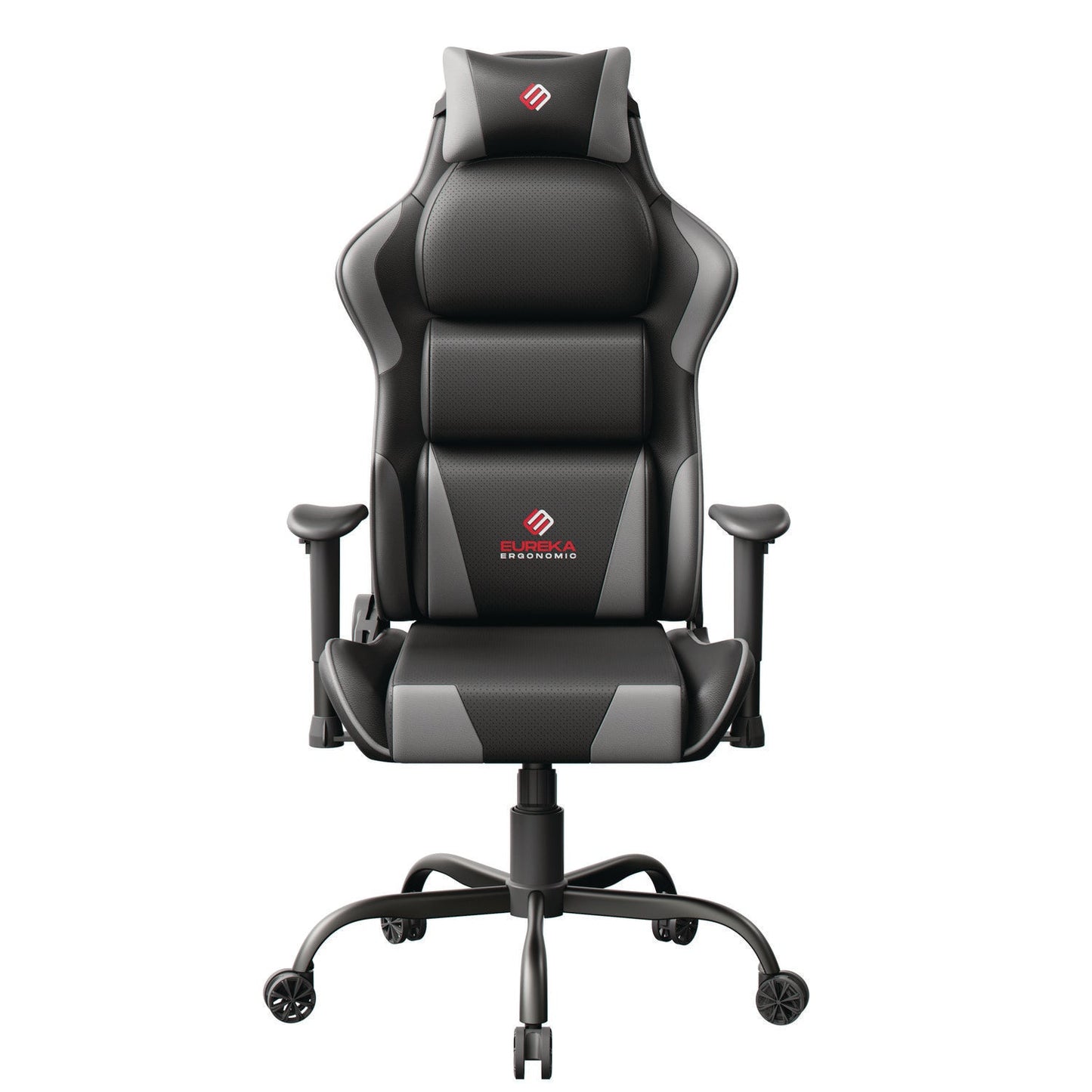 Eureka Ergonomic® Hector Ergonomic Chair, Supports Up to 300 lb, 20.25" - 24.25" Seat Height, Black PU Leather Seat, Black/Gray PU Leather Back