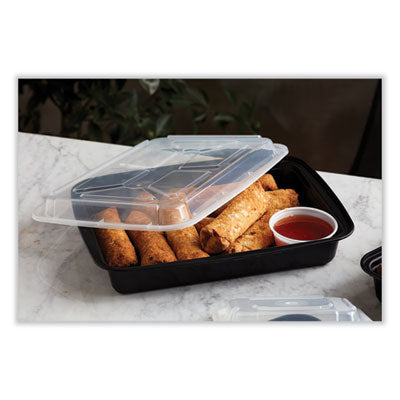 Pactiv Evergreen Newspring VERSAtainer Microwavable Containers, Rectangular, 58 oz, 8.5 x 11.5 x 2.5, Black/Clear, Plastic, 150/Carton