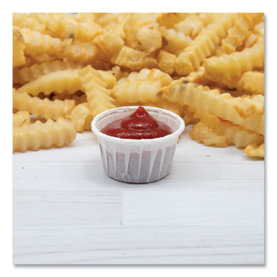 SOLO® Paper Portion Cups, 1.25 oz, White, 250/Bag, 20 Bags/Carton