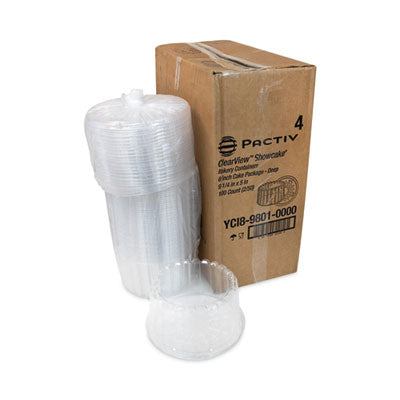 Pactiv Evergreen Plastic Cake Container, Deep 8" Cake Container, 9.25" Diameter x 5" h, Clear, 100/Carton