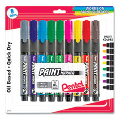 Pentel® Opaque Bullet Tip Paint Markers, Medium Bullet Tip, Assorted Colors, 9/pack