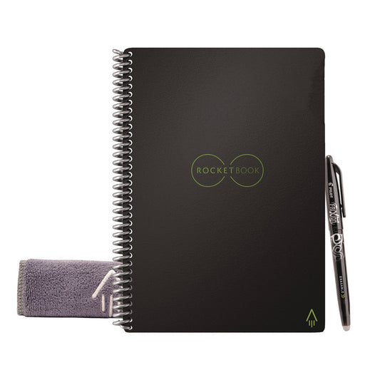 Rocketbook Core Smart Notebook, College Rule, Infinity Black Cover, (18) 8.8 x 6 Sheets